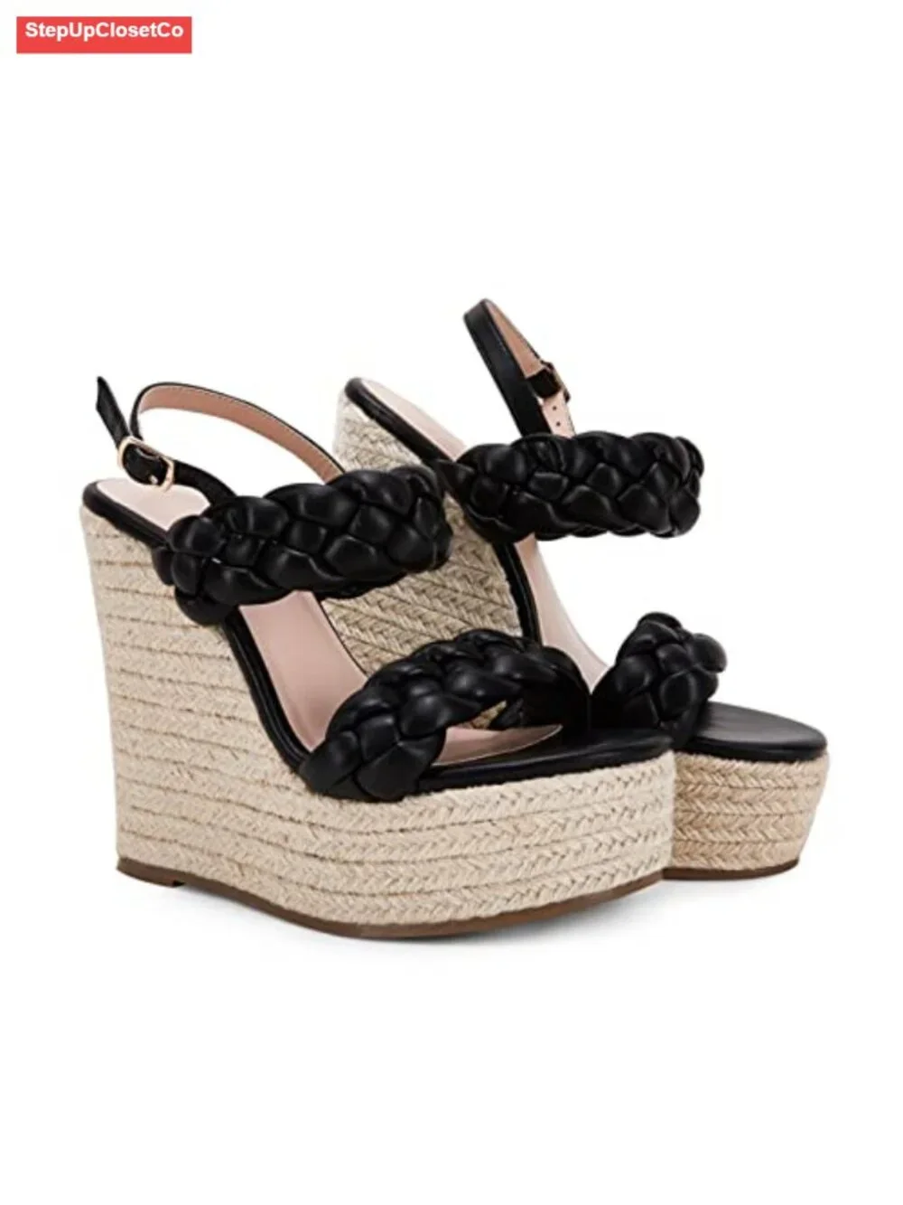 Women's Espadrille Platform Wedge Sandals Open Toe Ankle Strap Buckle Summer
